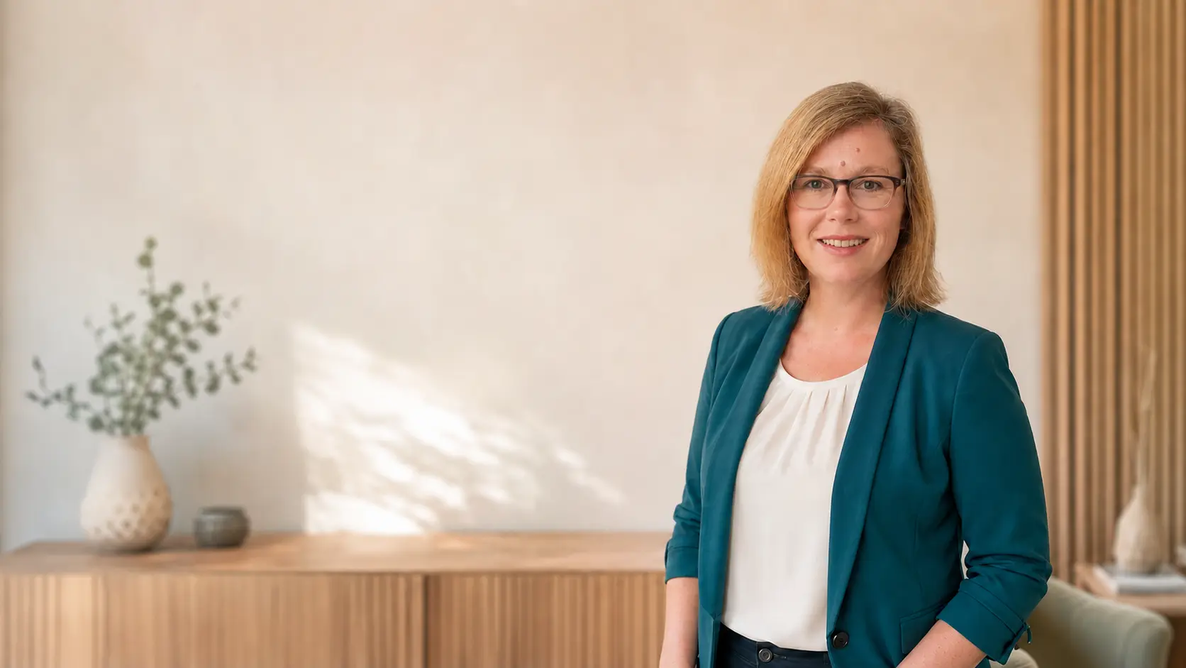 Sabrina Wachter in einem hellen, ruhigen Raum